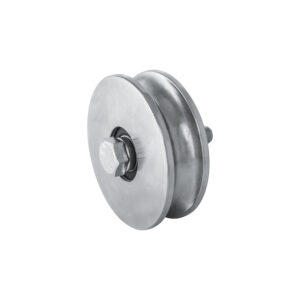 104.120 Ø 118 mm galvanised wheel with bolt, half-round groove, 2 bearings